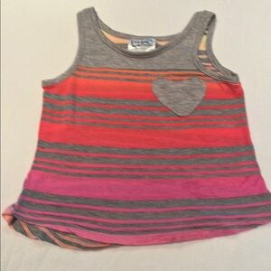 Erge Tank Top Stripes Heart Appliqué Pocket